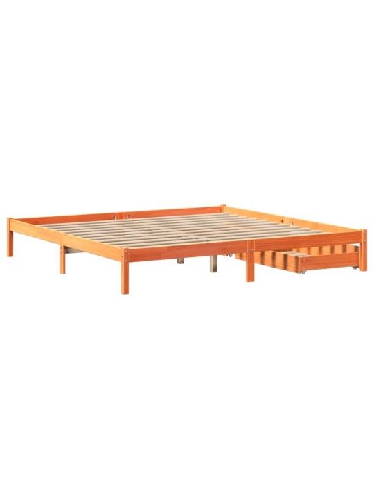 Postel bez matrace voskově hnědá 200 x 200 cm masivní borovice