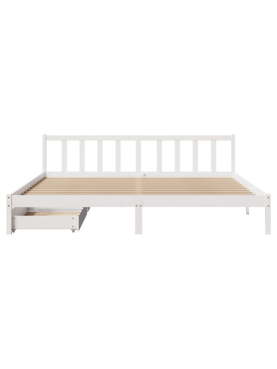 Postel bez matrace bílá 200 x 200 cm masivní borovice