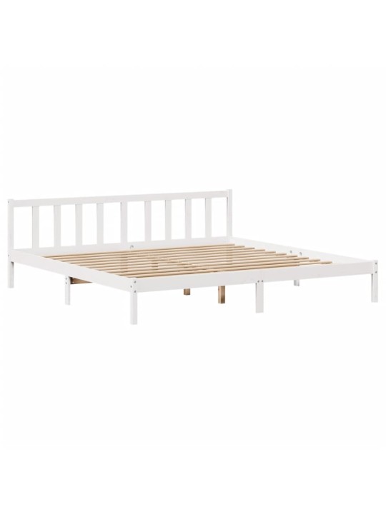 Postel bez matrace bílá 200 x 200 cm masivní borovice