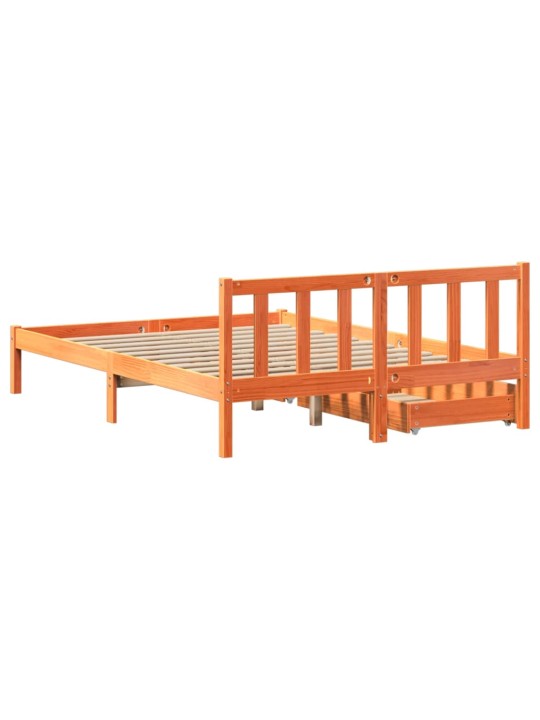 Postel bez matrace voskově hnědá 140 x 190 cm masivní borovice