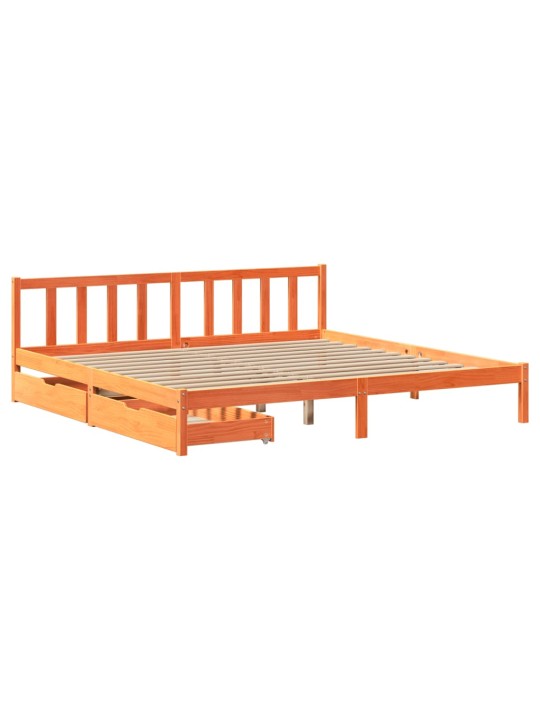 Postel bez matrace voskově hnědá 200 x 200 cm masivní borovice