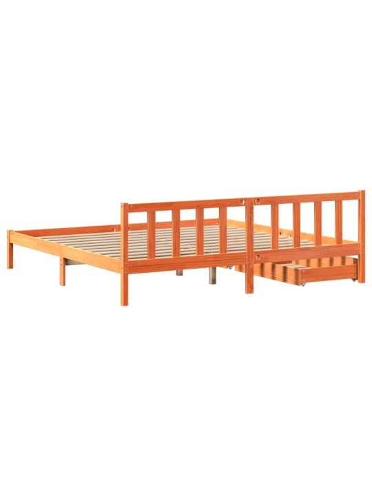 Postel bez matrace voskově hnědá 200 x 200 cm masivní borovice