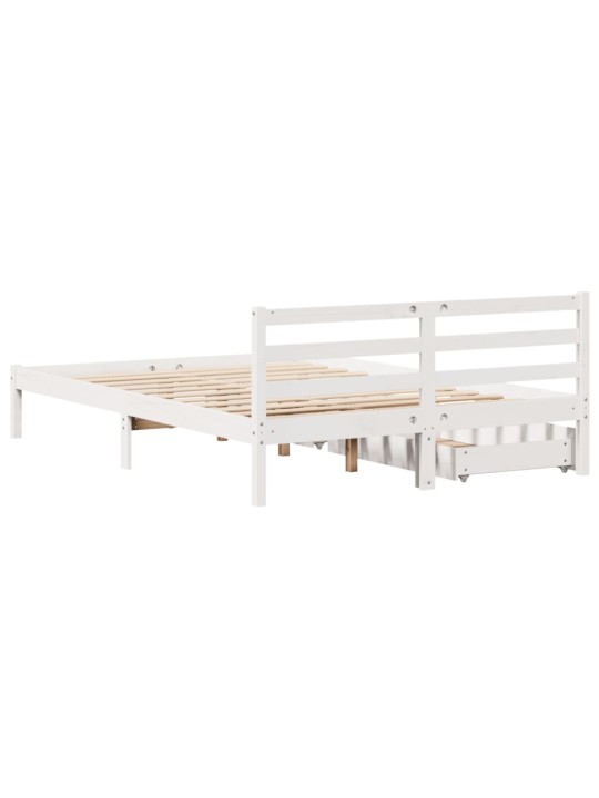 Postel bez matrace bílá 140 x 190 cm masivní borovice