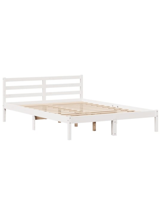 Postel bez matrace bílá 140 x 190 cm masivní borovice