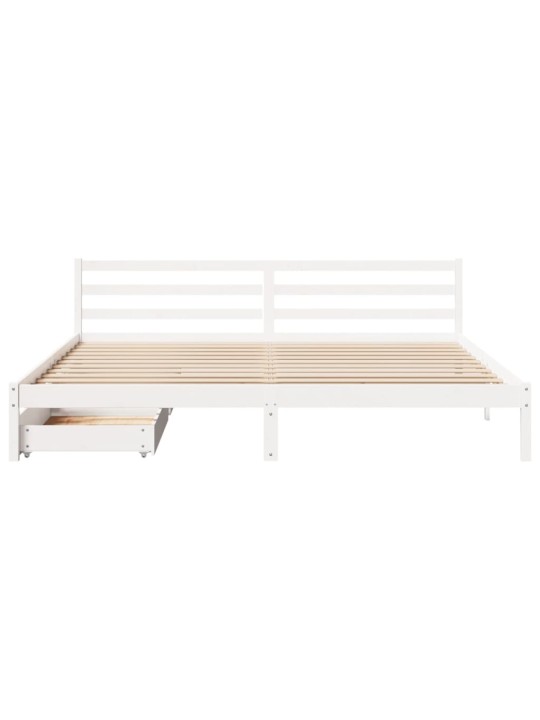 Postel bez matrace bílá 200 x 200 cm masivní borovice