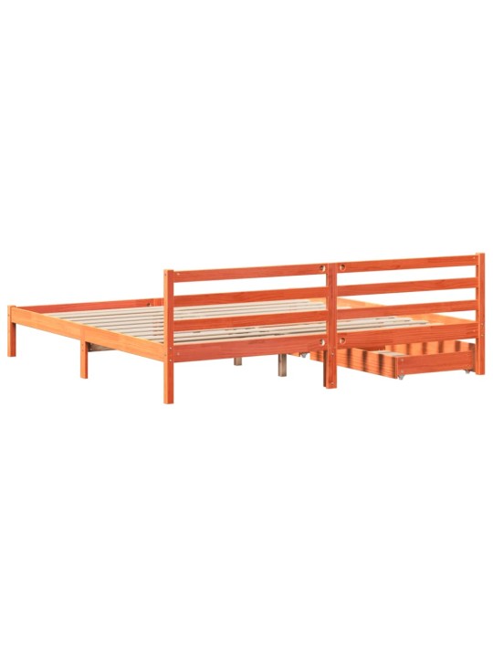 Postel bez matrace voskově hnědá 200 x 200 cm masivní borovice