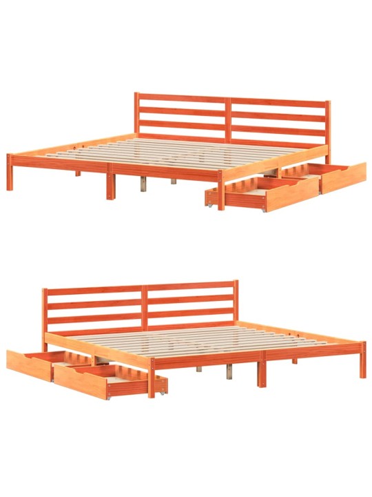Postel bez matrace voskově hnědá 200 x 200 cm masivní borovice