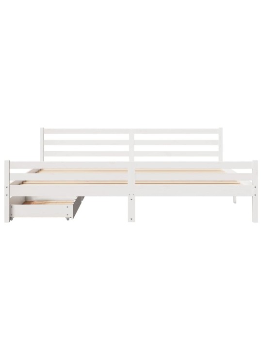 Postel bez matrace bílá 200 x 200 cm masivní borovice