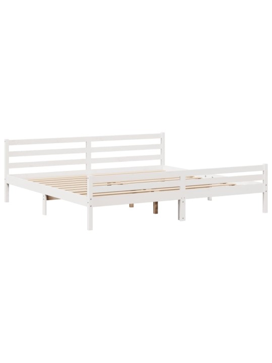 Postel bez matrace bílá 200 x 200 cm masivní borovice