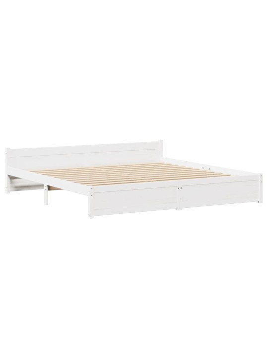 Postel bez matrace bílá 200 x 200 cm masivní borovice