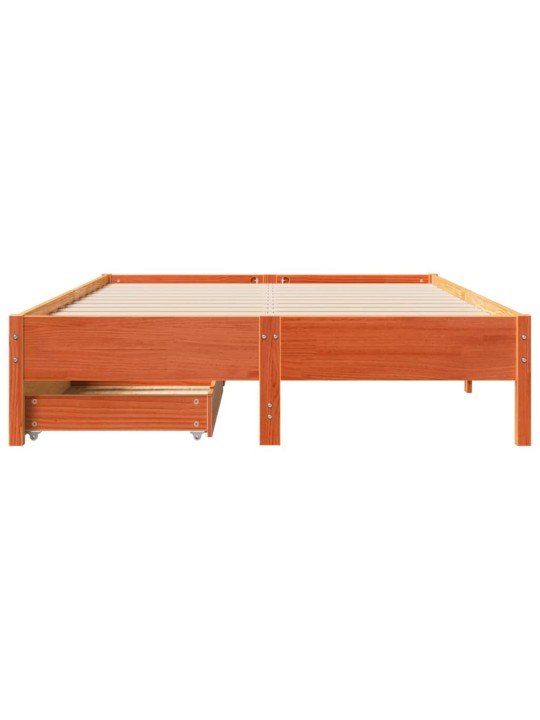 Postel bez matrace voskově hnědá 135 x 190 cm masivní borovice