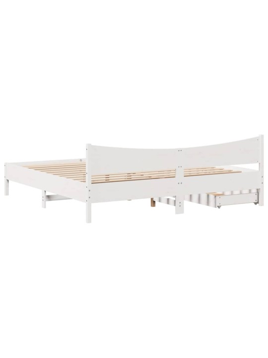 Rám postele se zásuvkami bílý 200 x 200 cm masivní borovice