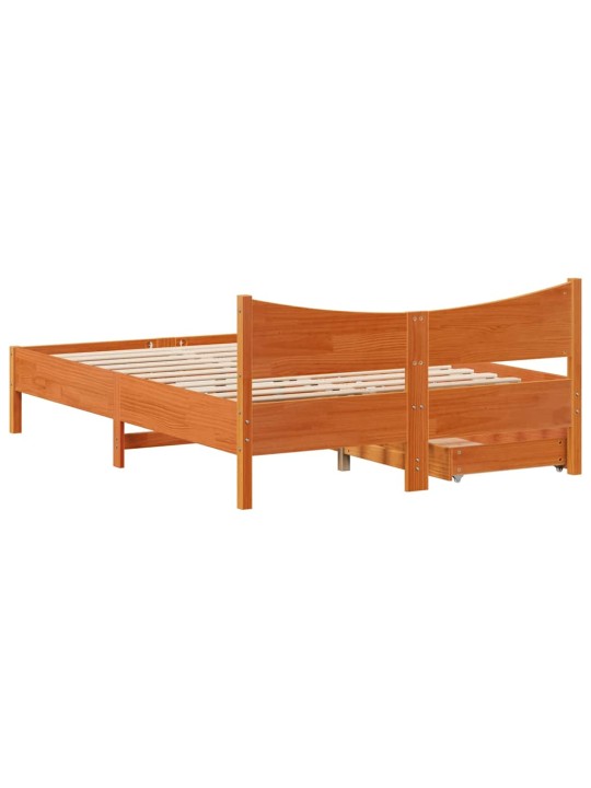 Rám postele se zásuvkami voskově hnědý 150x200cm masiv borovice