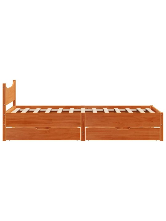 Rám postele se zásuvkami voskově hnědý 100x200 cm borové dřevo