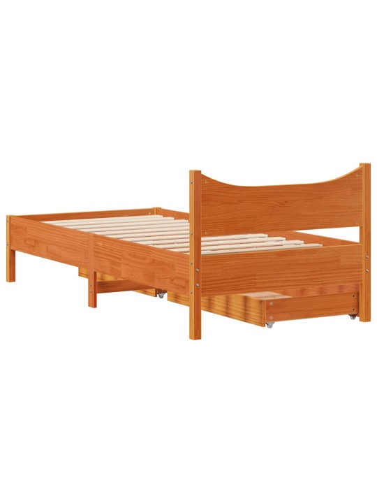 Rám postele se zásuvkami voskově hnědý 100x200 cm borové dřevo