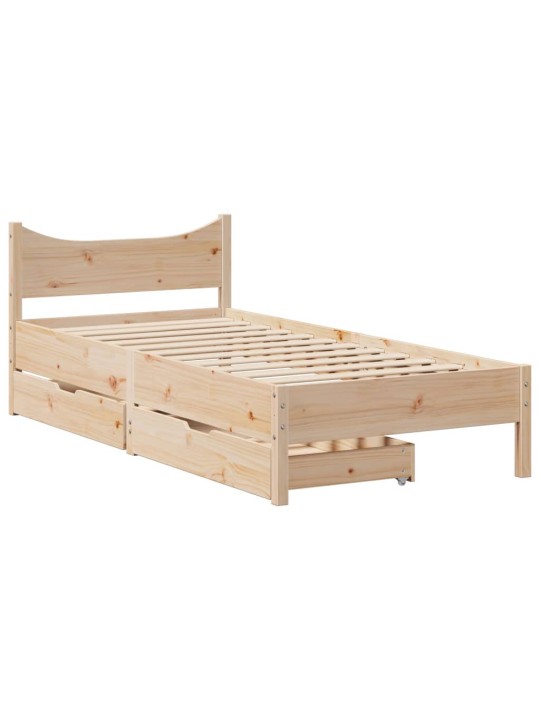 Rám postele se zásuvkami 90 x 200 cm masivní borové dřevo