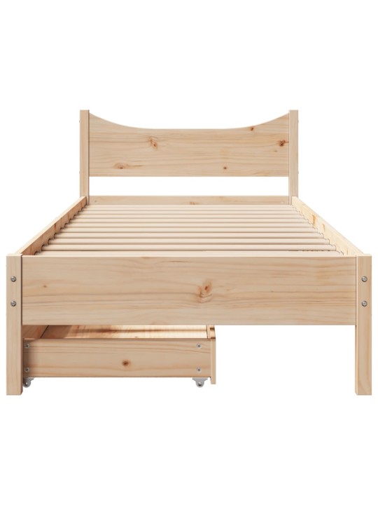 Rám postele se zásuvkami 90 x 200 cm masivní borové dřevo
