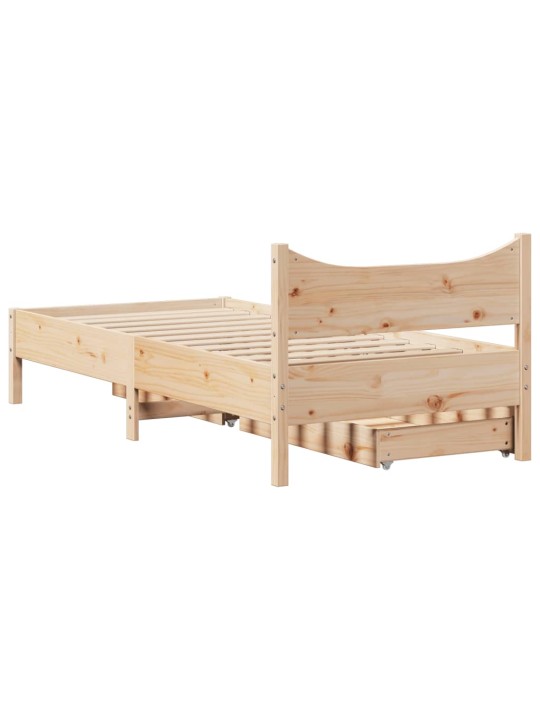 Rám postele se zásuvkami 90 x 200 cm masivní borové dřevo