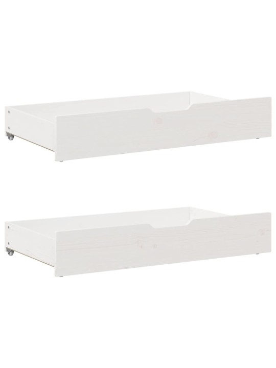Rám postele se zásuvkami bílý 90 x 200 cm masivní borové dřevo