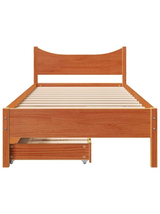 Rám postele se zásuvkami voskově hnědý 90 x 200 cm borové dřevo