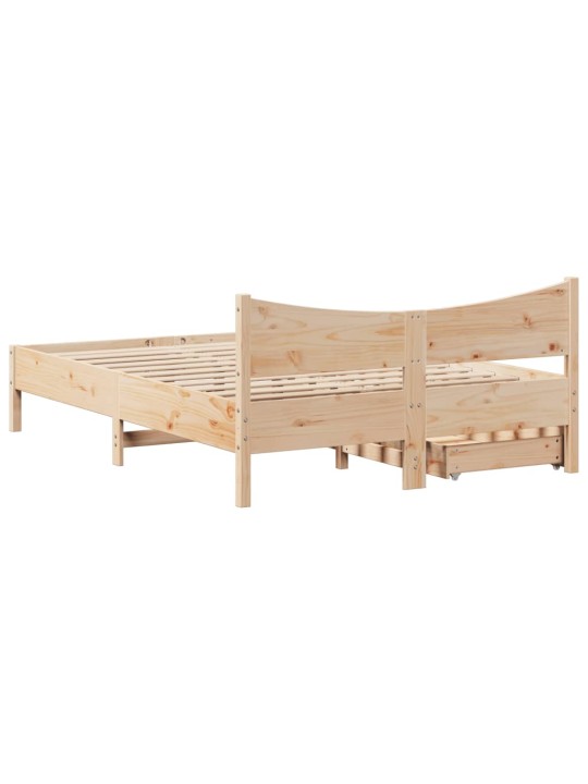 Rám postele se zásuvkami 140 x 190 cm masivní borovice