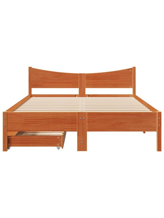 Rám postele se zásuvkami voskově hnědý 135x190cm masiv borovice