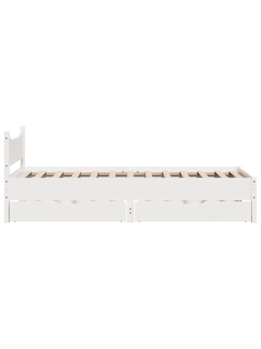 Rám postele se zásuvkami bílý 75 x 190 cm masivní borové dřevo