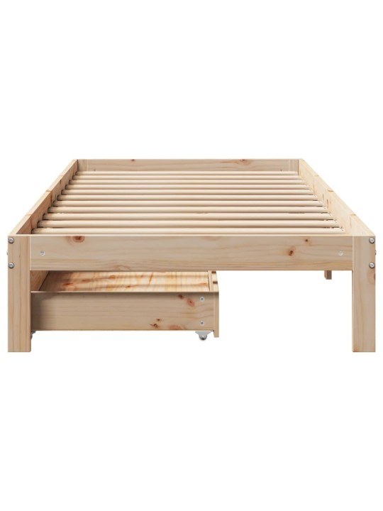 Rám postele se zásuvkami 90 x 190 cm masivní borové dřevo