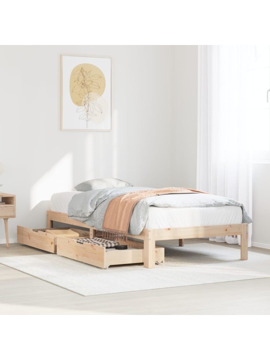 Rám postele se zásuvkami 90 x 190 cm masivní borové dřevo