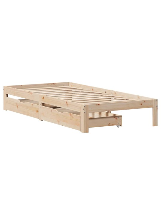 Rám postele se zásuvkami 90 x 200 cm masivní borové dřevo