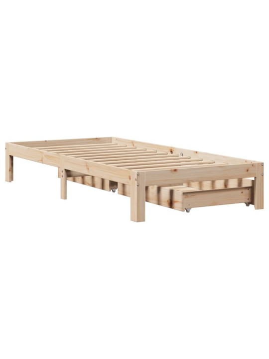 Rám postele se zásuvkami 90 x 200 cm masivní borové dřevo