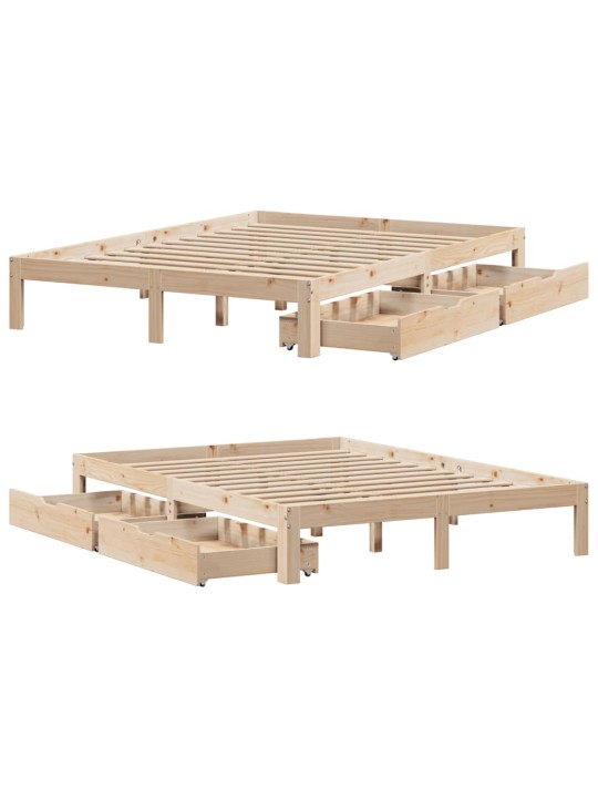 Rám postele se zásuvkami 120 x 200 cm masivní borovice