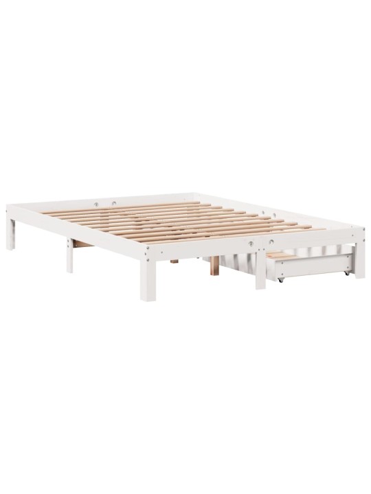 Rám postele se zásuvkami bílý 150 x 200 cm masivní borovice