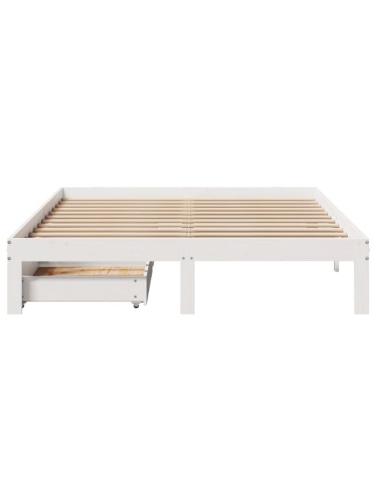 Rám postele se zásuvkami bílý 160 x 200 cm masivní borovice