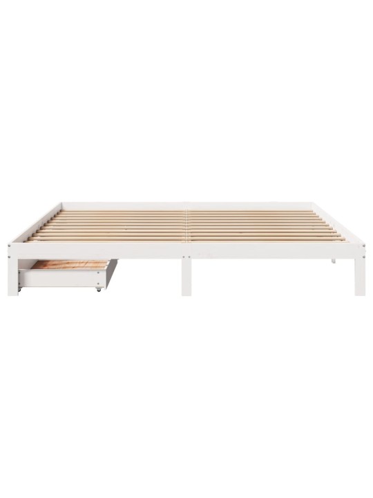 Rám postele se zásuvkami bílý 180 x 200 cm masivní borovice