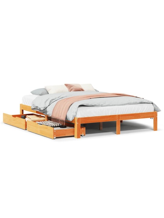 Rám postele se zásuvkami voskově hnědý 135x190cm masiv borovice
