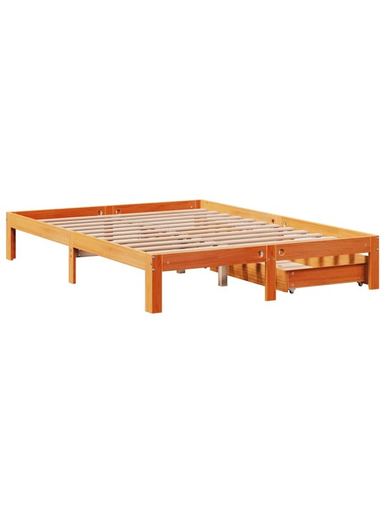 Rám postele se zásuvkami voskově hnědý 135x190cm masiv borovice