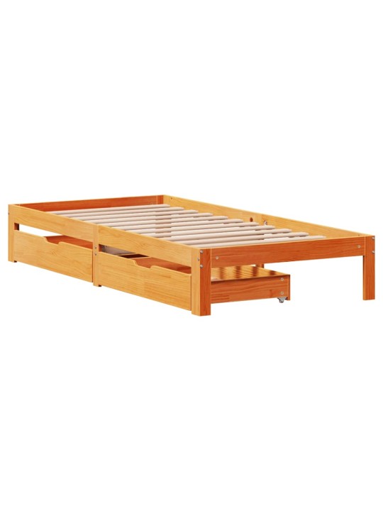 Rám postele se zásuvkami voskově hnědý 100x200 cm borové dřevo