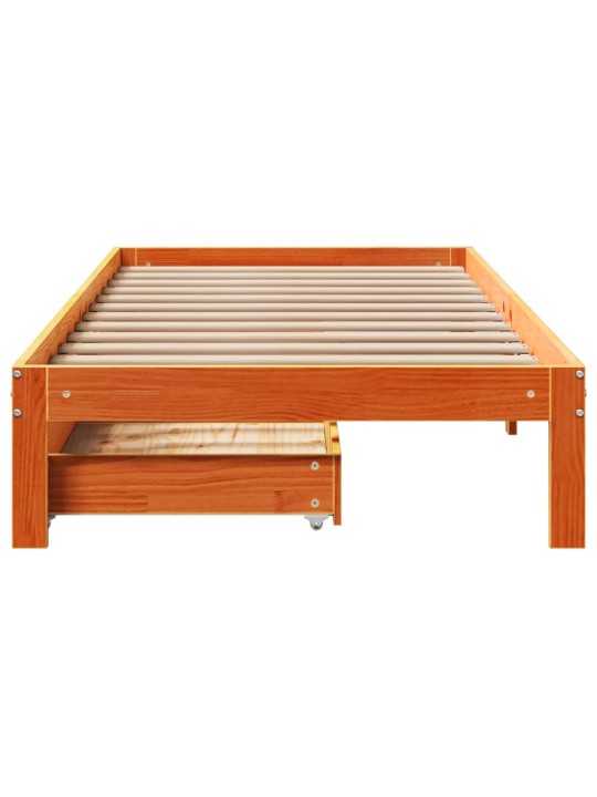 Rám postele se zásuvkami voskově hnědý 100x200 cm borové dřevo