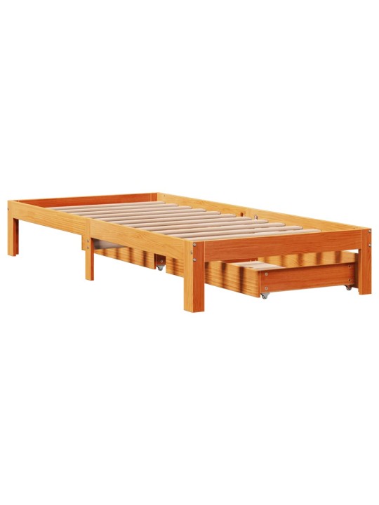 Rám postele se zásuvkami voskově hnědý 100x200 cm borové dřevo
