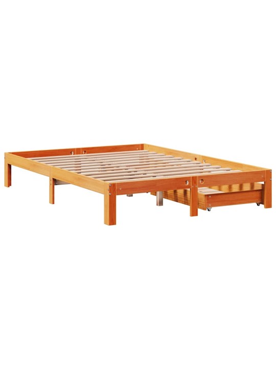 Rám postele se zásuvkami voskově hnědý 120x200cm masiv borovice
