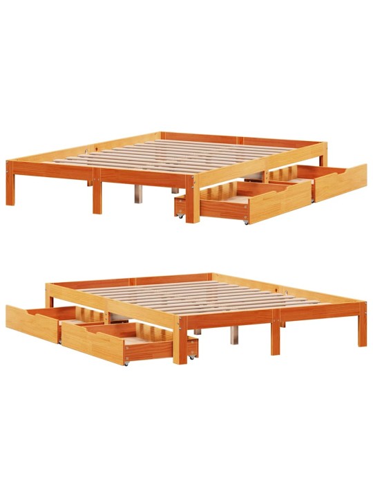 Rám postele se zásuvkami voskově hnědý 120x200cm masiv borovice