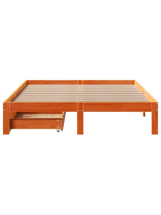 Rám postele se zásuvkami voskově hnědý 140x200cm masiv borovice