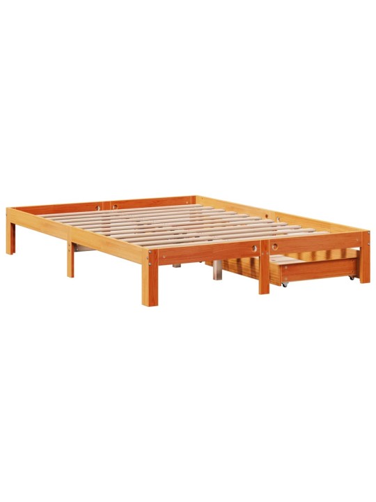 Rám postele se zásuvkami voskově hnědý 140x200cm masiv borovice