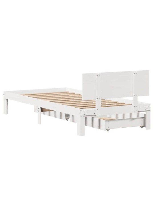 Rám postele se zásuvkami bílý 75 x 190 cm masivní borové dřevo