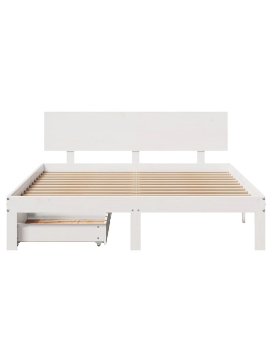 Rám postele se zásuvkami bílý 135 x 190 cm masivní borovice