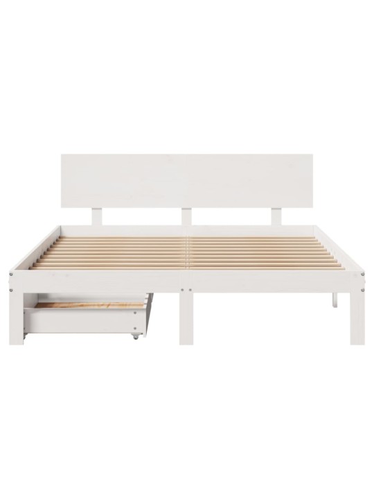 Rám postele se zásuvkami bílý 140 x 190 cm masivní borovice
