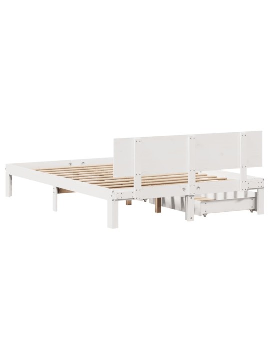 Rám postele se zásuvkami bílý 140 x 190 cm masivní borovice