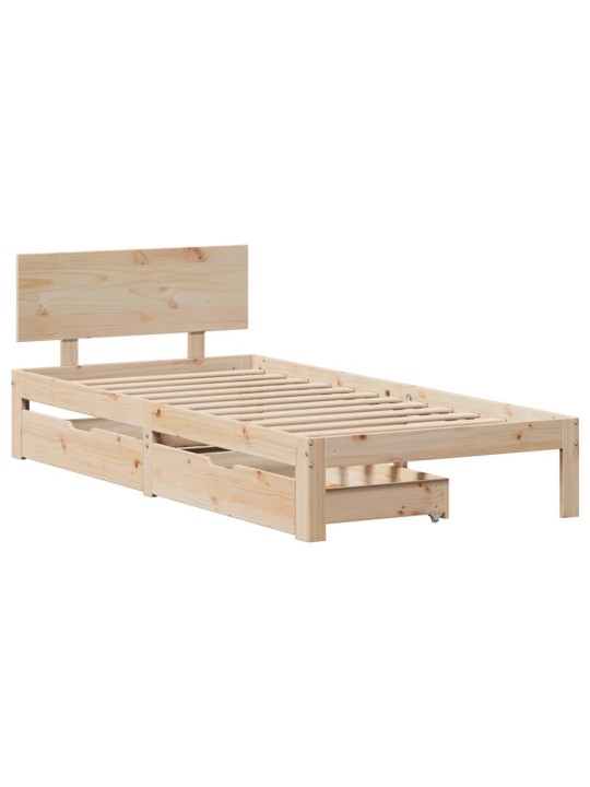 Rám postele se zásuvkami 90 x 200 cm masivní borové dřevo