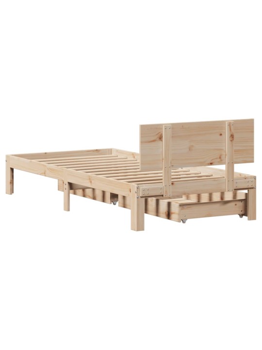 Rám postele se zásuvkami 90 x 200 cm masivní borové dřevo